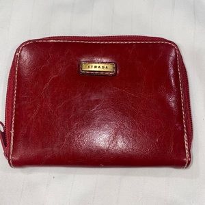 Strada Red Maroon Leather Mini Wallet  Vintage EUC